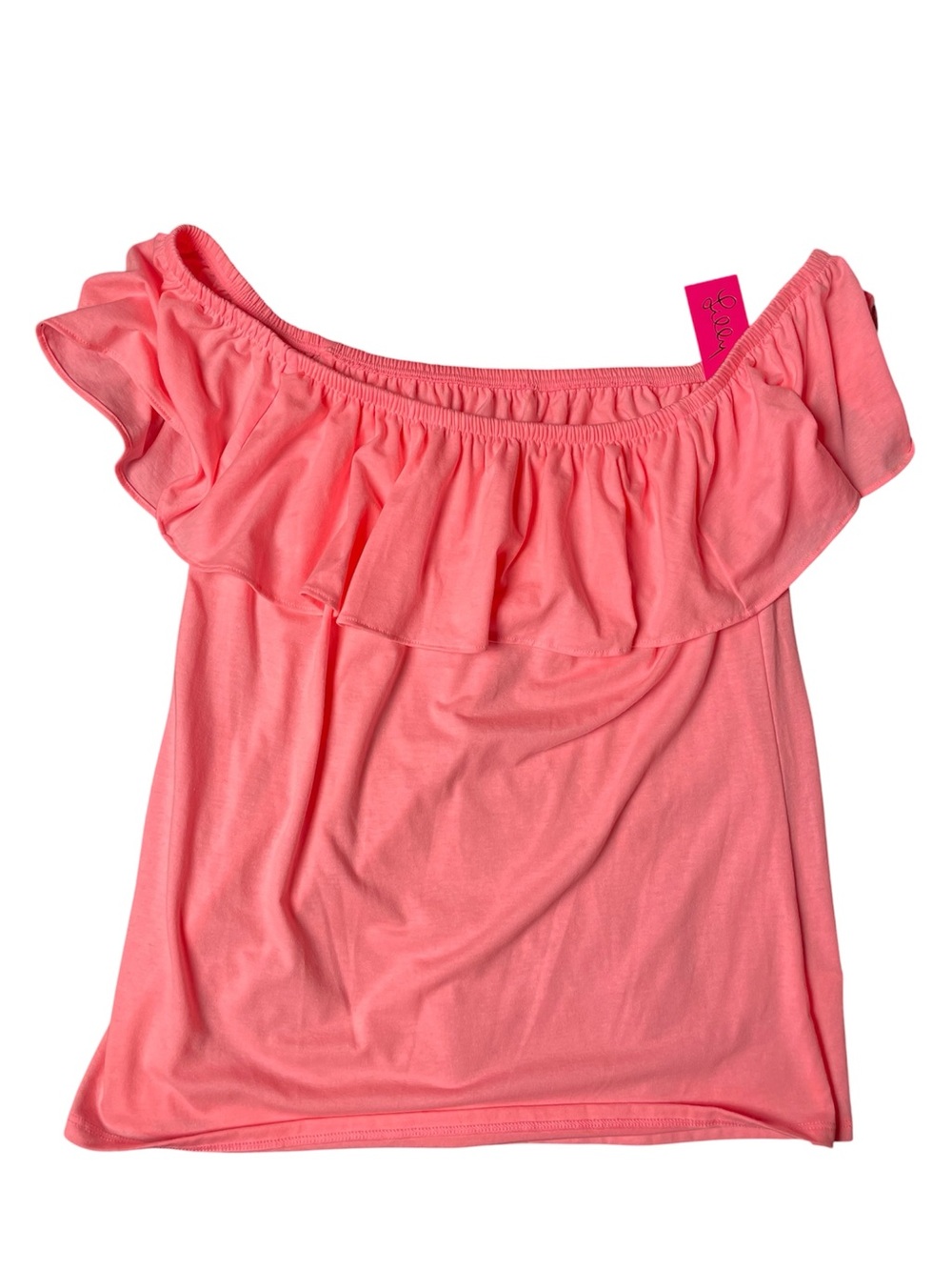 Lilly Pulitzer Coral Pink Off-Shoulder Ruffle Crop Top